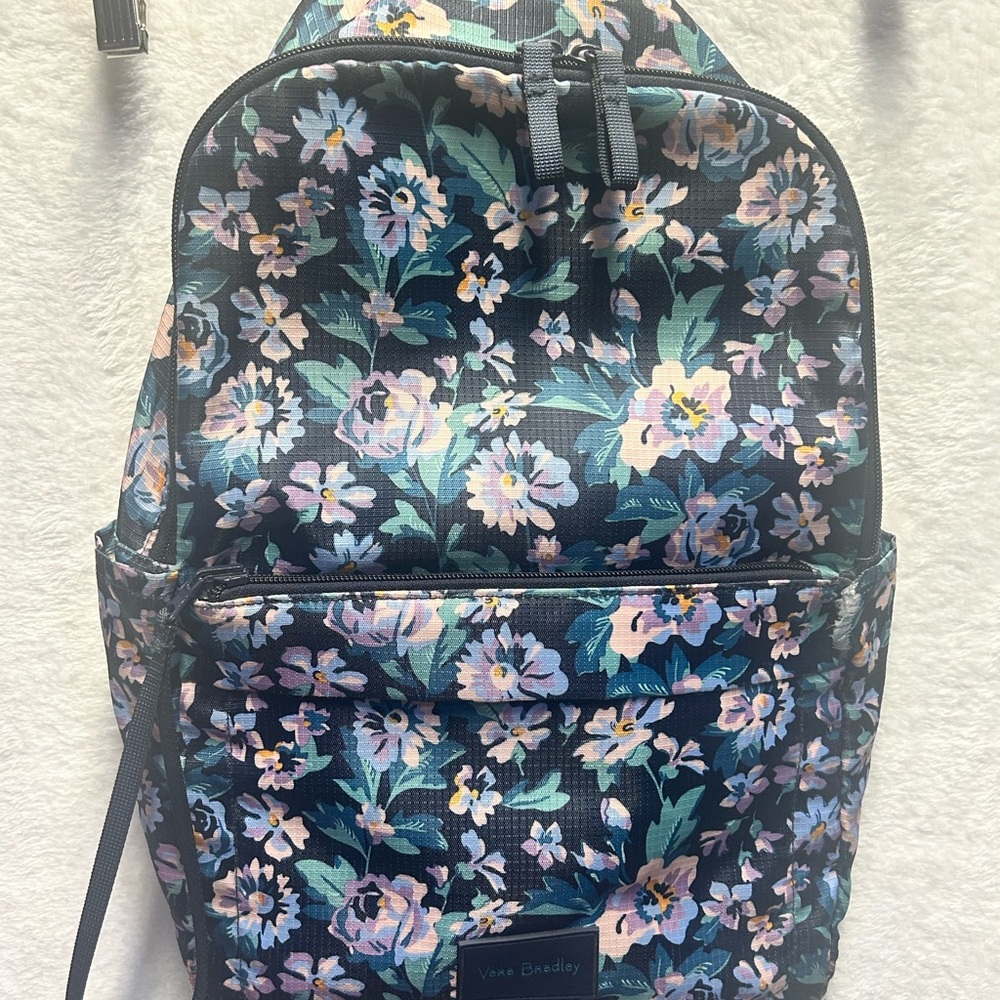 Vera Bradley Midnight Floral Lightweight Backpack, some tearing see pics
